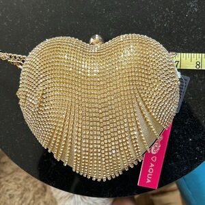 Aqua heart rhinestone golden crossbodyNWT